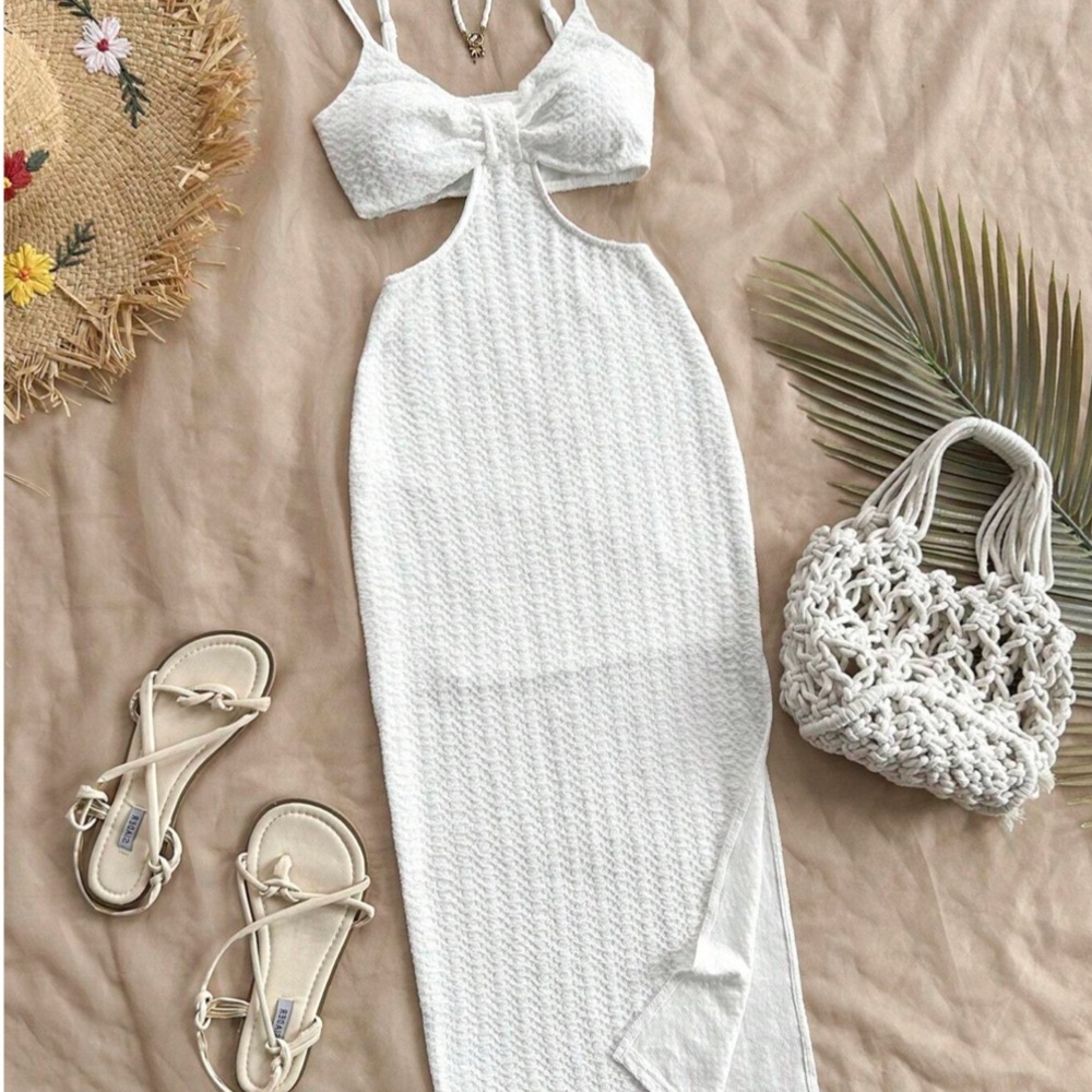 Elegant White Cut-Out Maxi Dress